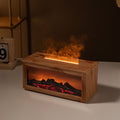 New fireplace simulation flame aroma diffuser humidifier - perfect for office, living room, bedroom, or desktop. features a small, color-changing ambient light