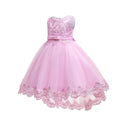 European and american style children's formal dress - tulle train princess gown - girls' piano recital dress - mid-to-large size children's dress