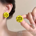 Spring/summer gentle color gradient floral earrings for women, 2026 new hot style, high-end stud earrings, unique and beautiful jewelry