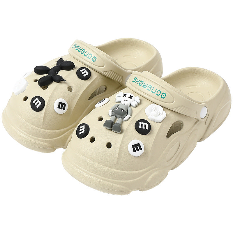 Crocs men's summernew arrival outdoor beach thick solenon-slip sandals toe-cap half slippers men2025outwear