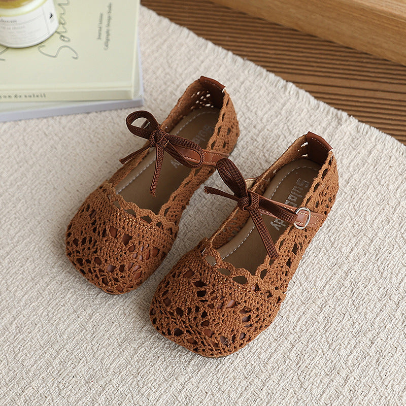 Kids sandals summer new arrival baby baotou pure color princess shoes girls woven cut out soft bottomnon-slip toddler shoes