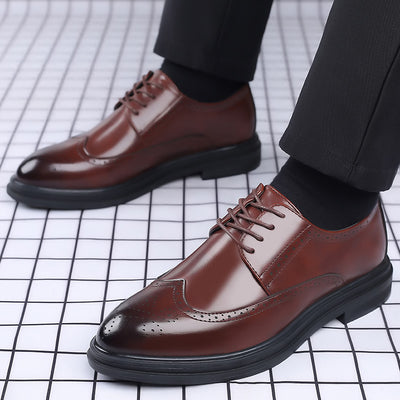 New men's brogue leather shoes - business casual, british style, formal dress shoes, korean style, breathable