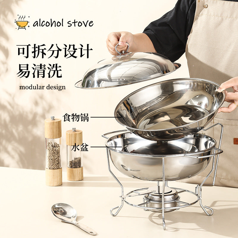 Thickened buffet stove cross-border hot-selling stainless steel round insulation stove restaurant commercial heated buffet stove
