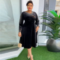 Aliexpress african plus size  autumn/winter new european and american cross-border elegant evening gown rhinestone velvet dress