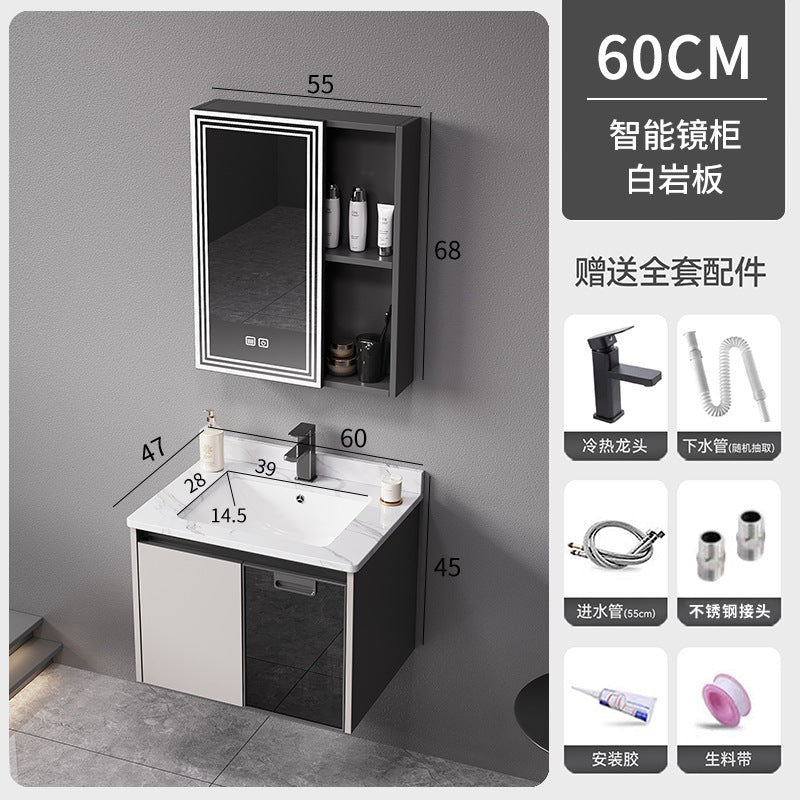 Bathroom thickened space aluminum honeycomb bathroom cabinet wash basin wash storage cabinet waterproof moisture-proof smart beauty mirror