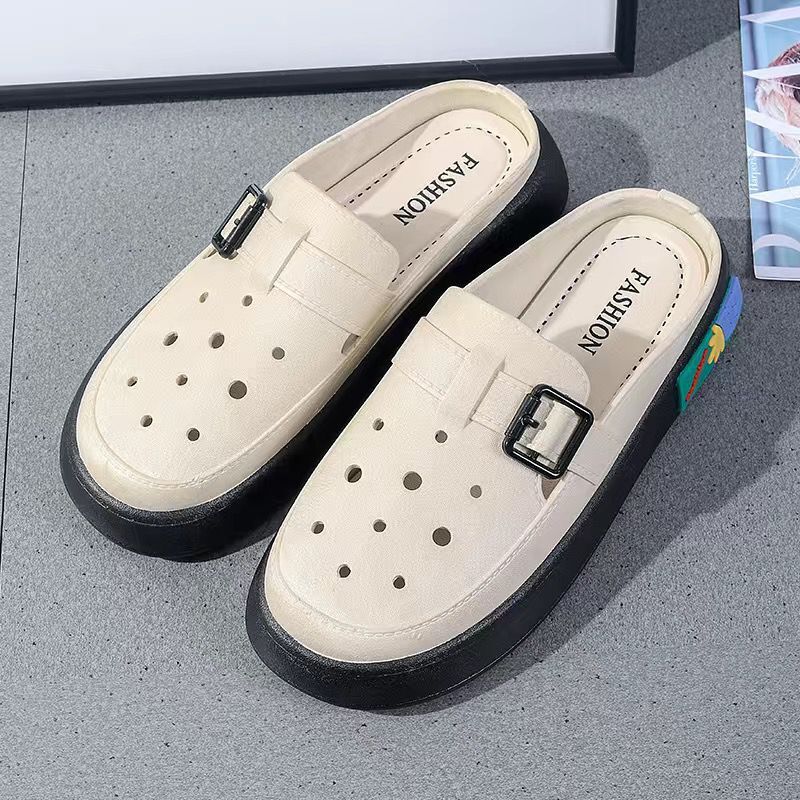 Women's summer slippers 2024 new fairy style sandals, trendy versatile platform slides, cloud-like comfort, thick sole beach shoes