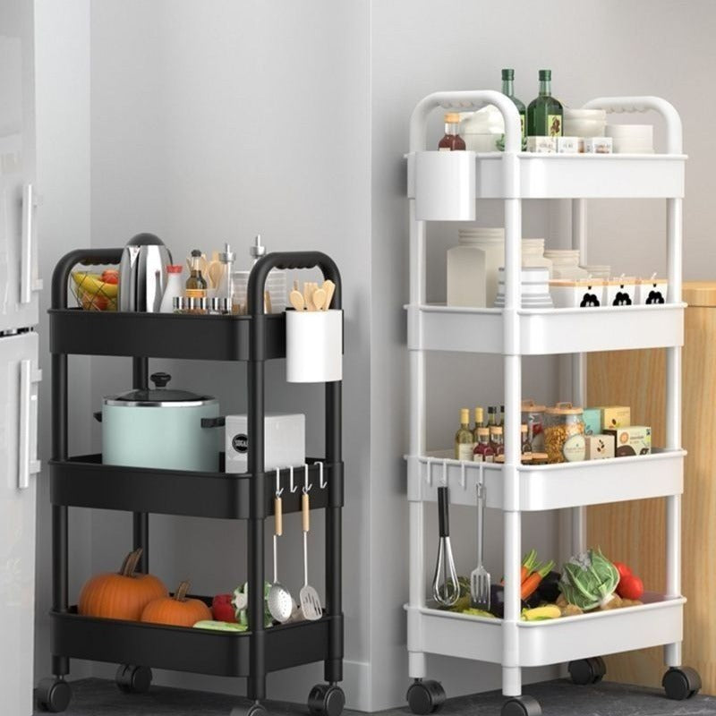 Mobile cart storage rack - multi-tier organizer for kitchen, bedroom, snacks, vegetables, bathroom, and toilet