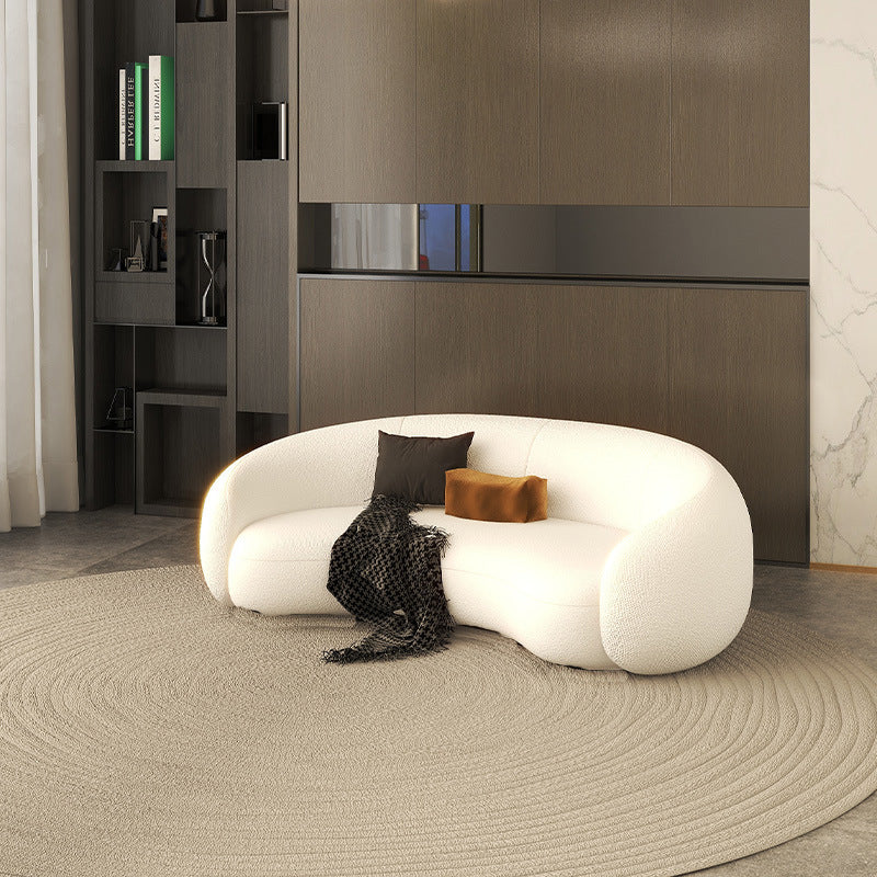 Beauty salon sofa, warm teddy velvet fabric, b&b, small apartment, creative arc-shaped clothing store, popular sofa