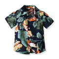 European and american cross-border children's clothing: dad & son vacation outfit, family matching beach style short-sleeve boy's floral shirt