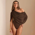 Ins style european and american cross-border women's fashion slim-fitting one-shoulder sleeveless pure color jumpsuit tops with sexy