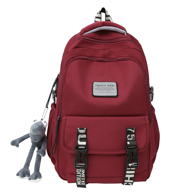 School bag for boys, junior high school students, large-capacity lightweight backpack, simple texture backpack, night safety reflective backpack