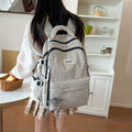 Fresh plaid backpack for women, college & middle school students - lightweight, minimalist, large capacity, korean style, girls' shoulder bag