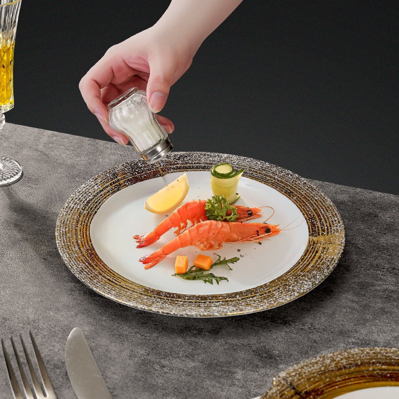 Nordicinsaccessible luxury thread plate stylish restaurant steak plate creative western food pasta plate ceramic dessert plate