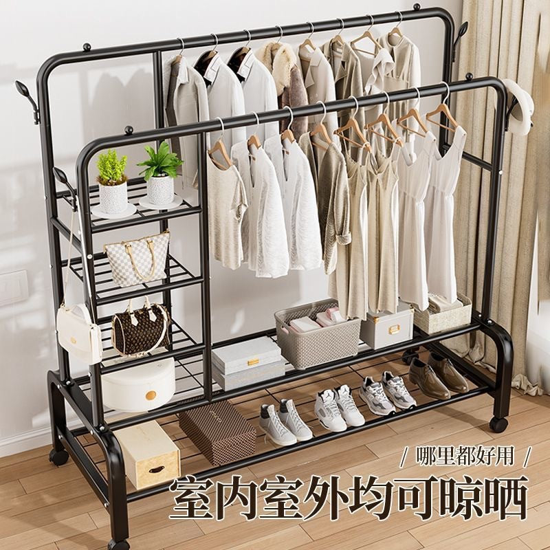Simple clothes drying rack floor-standing for home clothes rack bedroom dormitory coat rack indoor balcony clothes drying clothes pole rack