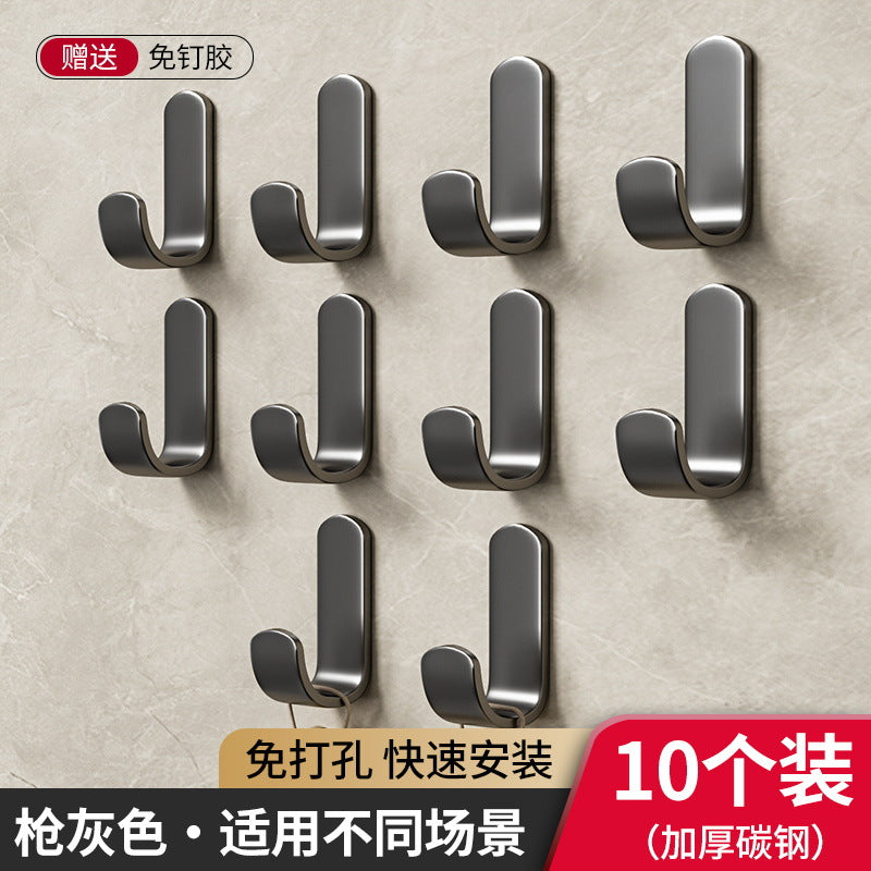 Solid hook, no need to drill holes, strong adhesive, load-bearing, traceless kitchen door, bathroom clothes hanger, sticky hook wardrobe
