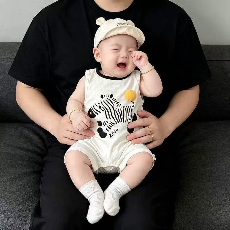 Summer romper baby newborn infant summer outfit cartoon sleeveless bodysuit unisex crawling suit cartoon onesie