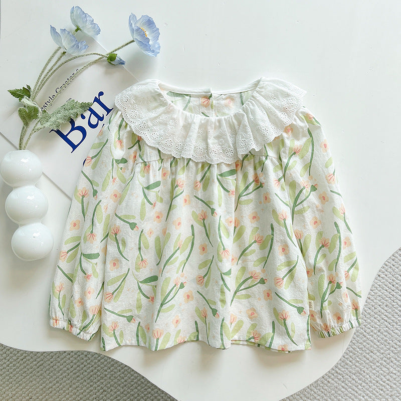 Girls' long-sleeved blouse with peter pan collar - new autumn  collection - korean style, stylish and chic, perfect for layering