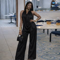 European and american cross-border african women's fashion  spring/summer new collection: solid color camisole top and high-waisted pants casual set