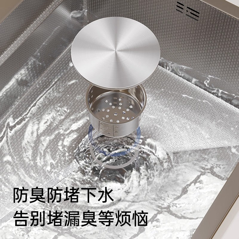 Silver sink large single slot honeycomb thickenedsus304 stainless steel for home vegetable basin dishwashing sink countertop middle and lower basin