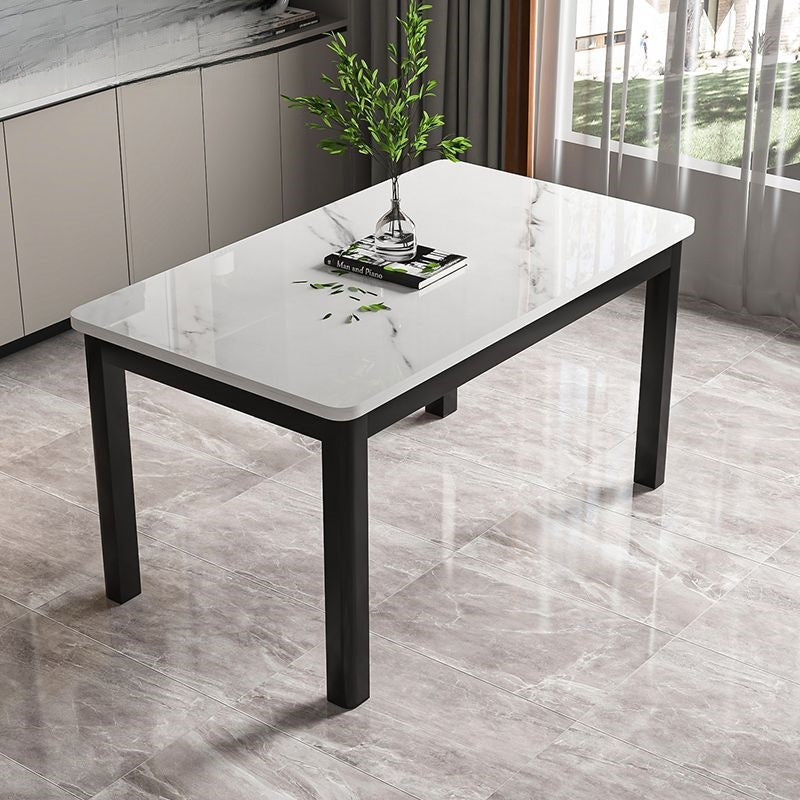 Tempered glass dining table and chair set - modern home dining table for small apartments, living rooms, and rental properties - rectangular table