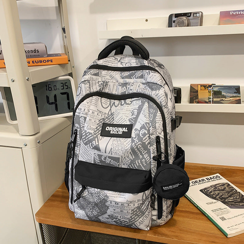 High school student backpack for boys, middle school wear-resistant casual backpack for girls, 2025 new fashionable versatile laptop backpack