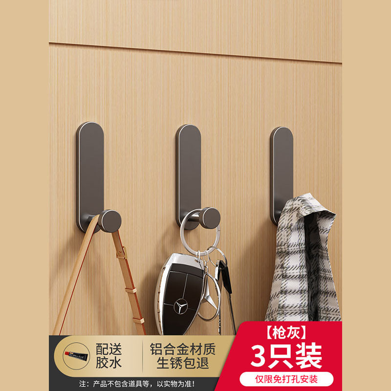 Black punch-free strong adhesive load-bearing adhesive hook bathroom toilet wall bathroom towel entrance door back hook
