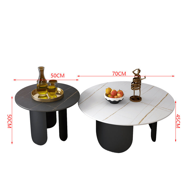 Modern minimalist designer slate coffee table small apartment for home high and low table living room iron round coffee table set