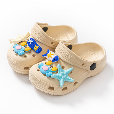 "cloud-like comfort: boys' and girls' cartoon clogs - thick-soled, non-slip, outdoor sandals for kids - new summer collection"