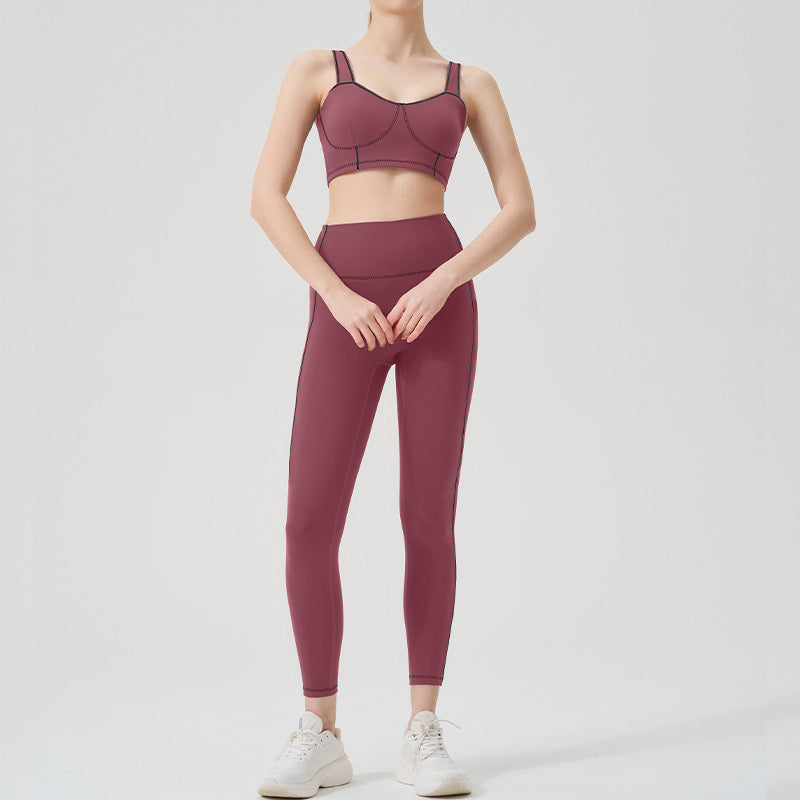 fashion yoga wear classy sense of movement pure color high elastic tight height strength sports suit fitness wear for women