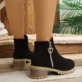 plus size side zipper short boots for women autumn winternew arrival round toe british style thick heel heart metal buckle boots