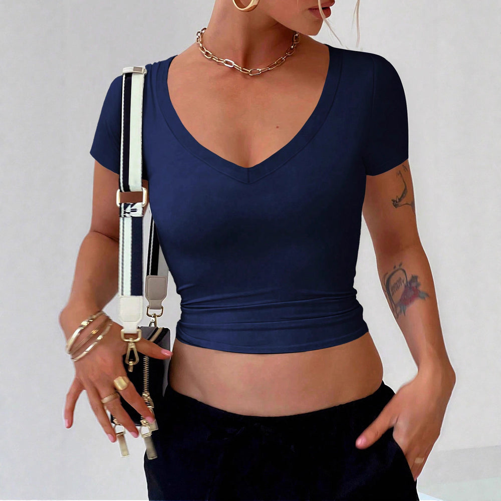 European and american style versatile round neck short sleeve tank top t-shirt women's clothing 2025 autumn/winter amazon independent website