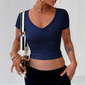 European and american style versatile round neck short sleeve tank top t-shirt women's clothing 2025 autumn/winter amazon independent website