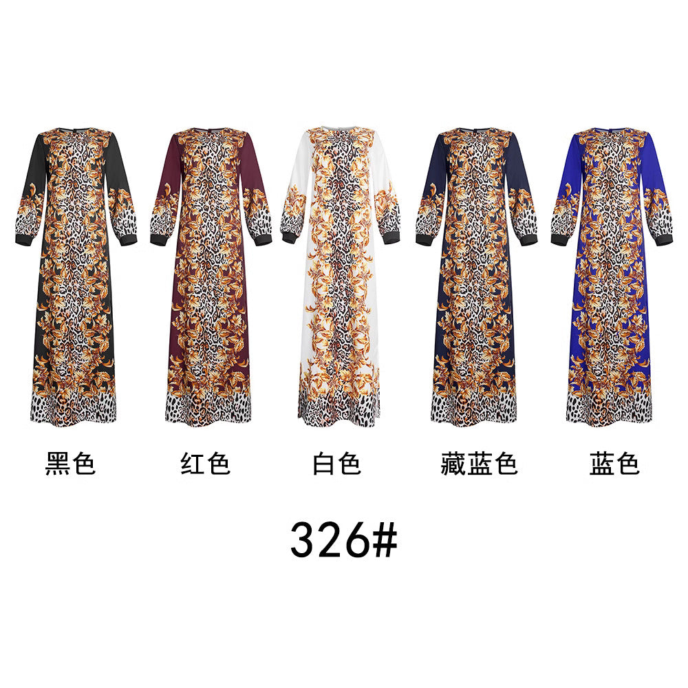 Robe african plus size women's stylish tiger head pattern street facing pullover printingdressflap pocket pants