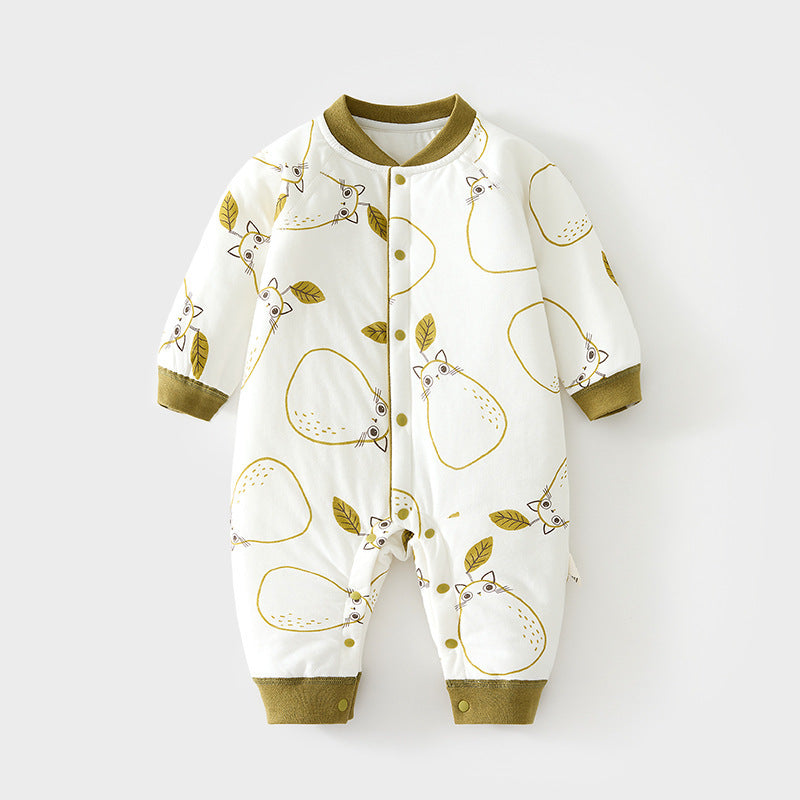 Babibele baby cotton-padded romper, quilted autumn/winter bodysuit, seamless onesie, lightweight cotton, thickened, snap-crotch crawling suit for infants and toddlers
