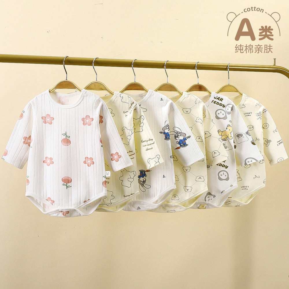 Newborn baby clothes boneless thin baby jumpsuit spring & fall monk suit bag butt suit triangle khaki climbing suit