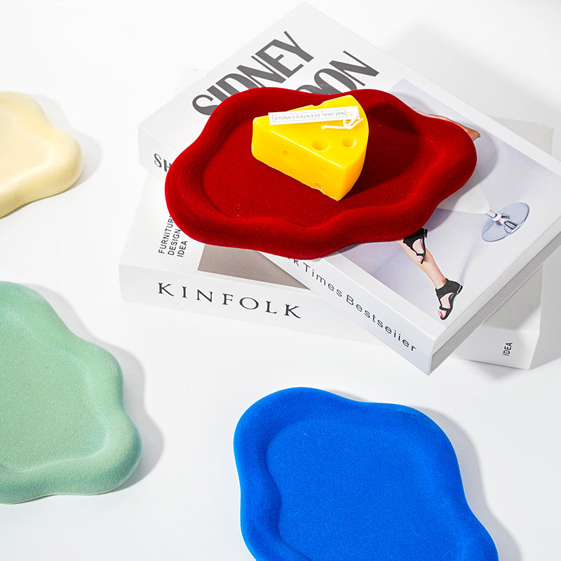 Instagram-worthy creative desktop display tray for jewelry and props. trendy, plush ceramic, irregular-shaped tray – just like the influencer style!