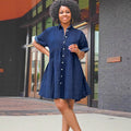 Summer  cross-border plus size women's fashion: european and american street style new trendy denim short-sleeve slim-fit dress