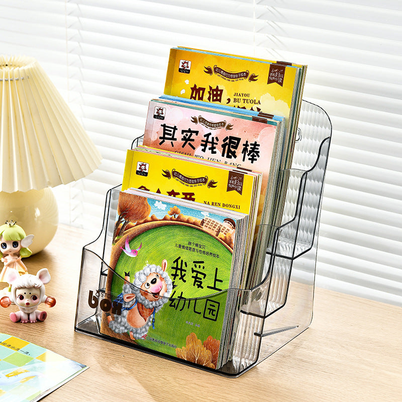 Desktop bookshelf storage box transparent student book desk office file baffle acrylic shelf