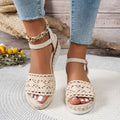 summer new women's wedge heel platform sandals - plus size peep toe wide strap wedge sandals for cross-border e-commerce