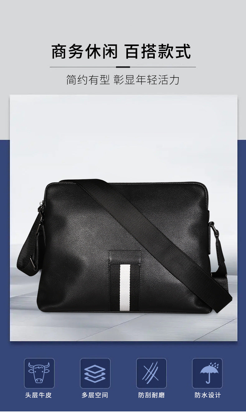 New leather men's bag versatile men's shoulder bag first layer cowhide men's satchel high sense large capacity messenger bag