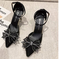 2025 summer new bow buckle high heels women's european and american celebrity stiletto pumps outer wear shallow mouth fashion women's shoes
