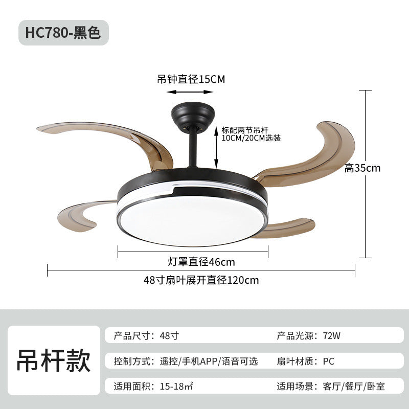 Invisible Fan Light Modern Simple Dining Room Ceiling Fan Light Smart Living Room Bedroom Home Fan Chandelier Zhongshan Lighting