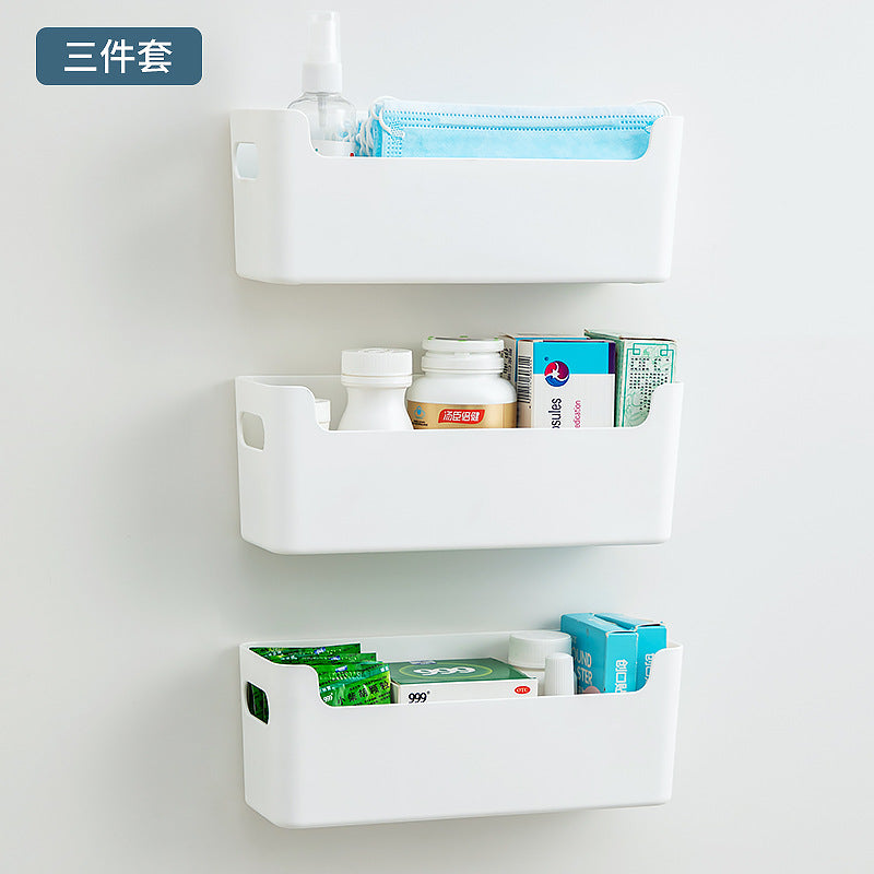 Desktop entrance mask drug storage box plastic transparent multi-functional medicine box portable classification wall-mounted storage box