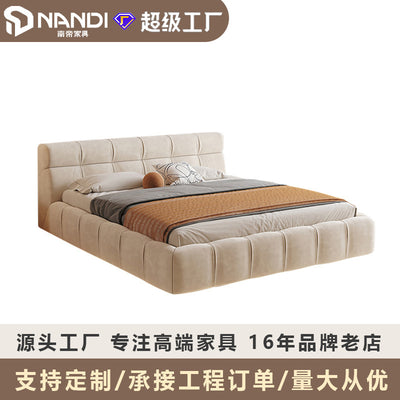 Foshan factory personalized bedroom furniture technology cloth puff bed italian suspended bed double fabric bed wabi-sabi style
