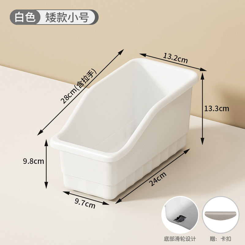 Customizable Tem Cabinet Storage Basket with Pulley Sundries Snack Seasoning Storage Basket Oblique Kitchen Storage Box