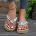 2024 summer new arrival: women's platform sandals with pearl flower embellishments - bestselling cross-border women's slides
