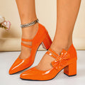 2026 spring new arrival: women's chunky heel high heels - european & american style, pointed toe, lightweight & comfortable, with bow detail