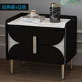 Solid wood cabinet with 50cm rock slab top, classic black + white
