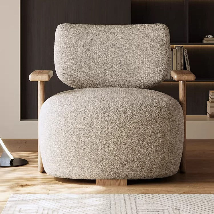 Scandinavian living room casual wabi-sabi style white ash wood cashmere fabric for home business backrest casual single sofa chair