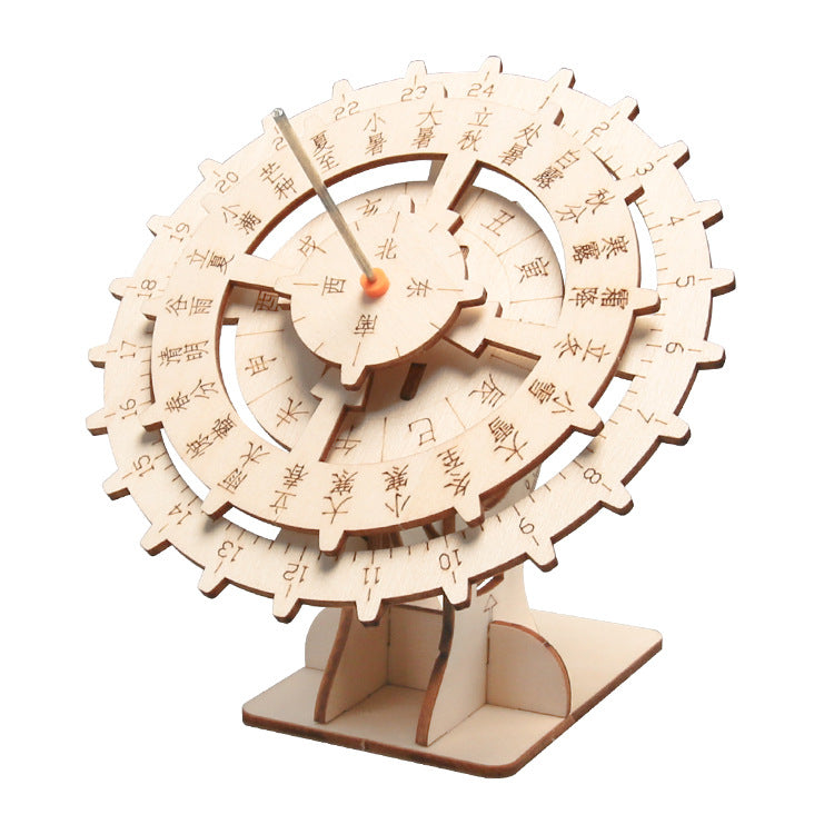 Science experiment set Wooden assembly model Mechanical sundial Sun clock Student science and technology small production Educational toys